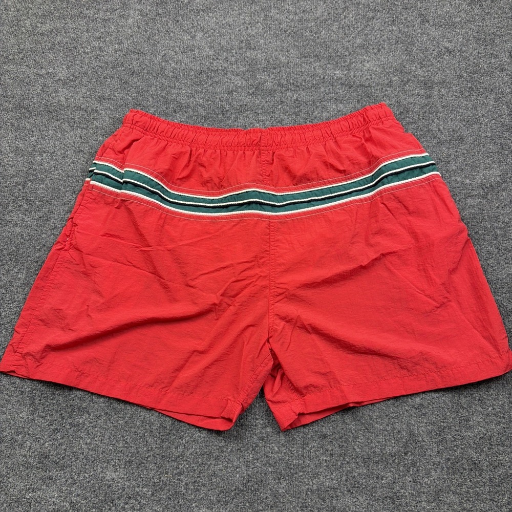 VTG Le Tigre American Sportswear Drawstring Red Lined Swim Trunks Sz XL Nylon